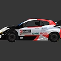 Sporty Red White Black Racing Car With Rear Spoiler Sponsor Logos And Aerodynamic Design