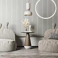 Modern Casual Sofa Combination Lazy Sofa Coffee Table Combination 3d model