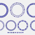 Traditional Blue and White Porcelain Circular Patterns Wall Decor Design Ideas 3d model
