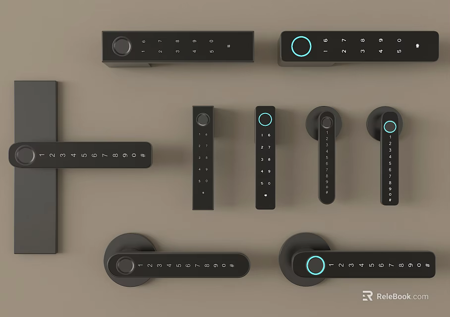 Modern FUTUREDOOR Door Handles Featuring Button Ring Indicator And Various Styles 3d model