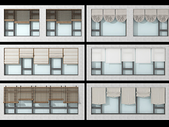 Modern Roman Curtain Floor-to-ceiling Window Curtain Combination 3d model