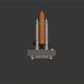 Rocket Model With Orange Body White Space Shuttle And Gray Launch Platform 3d model