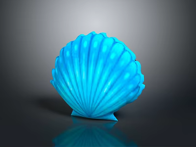 Elegant Blue Shell Shaped Decorative Ornament With Smooth Surface For Home 3d model