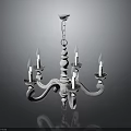 Classic White Chandelier With Multiple Candle Shaped Arms And Elegant Design 3d model