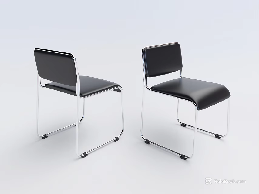 Black Office Chairs With Modern Metal Frame And Sleek Design For Workspace 3d model 