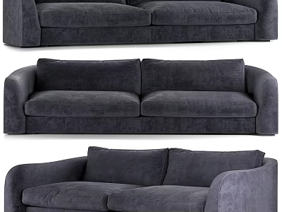 Dark Gray Two Seater Sofa With Velvet Upholstery Modern Design And Sleek Armrests 3d model
