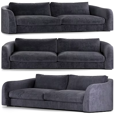 Dark Gray Two Seater Sofa With Velvet Upholstery Modern Design And Sleek Armrests 3d model