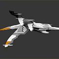 Futuristic Cosmic Spaceship Design With Aerodynamic Structure And White Gray Orange Accents