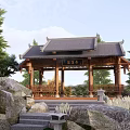 Chinese-style pavilion with gallery pavilion ancient pavilion ancient gallery frame pavilion tower pavilion landscape pavilion hexagonal pavilion double-layer pavilion landscape gallery frame 3d model