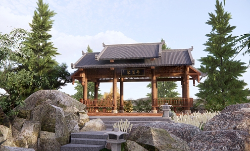 Chinese-style pavilion with gallery pavilion ancient pavilion ancient gallery frame pavilion tower pavilion landscape pavilion hexagonal pavilion double-layer pavilion landscape gallery frame 3d model