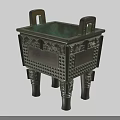 Antique Bronze Furniture With Square Body Intricate Carvings And Four Legs