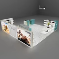 Modern Mall Store Display With Shelves Products And Decorative Elements 3d model