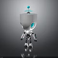Cute White Robot With Blue Eyes Antenna And Black Joints