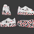 White Casual Sporty Shoes With Colorful Puzzle Patterns On Upper Design