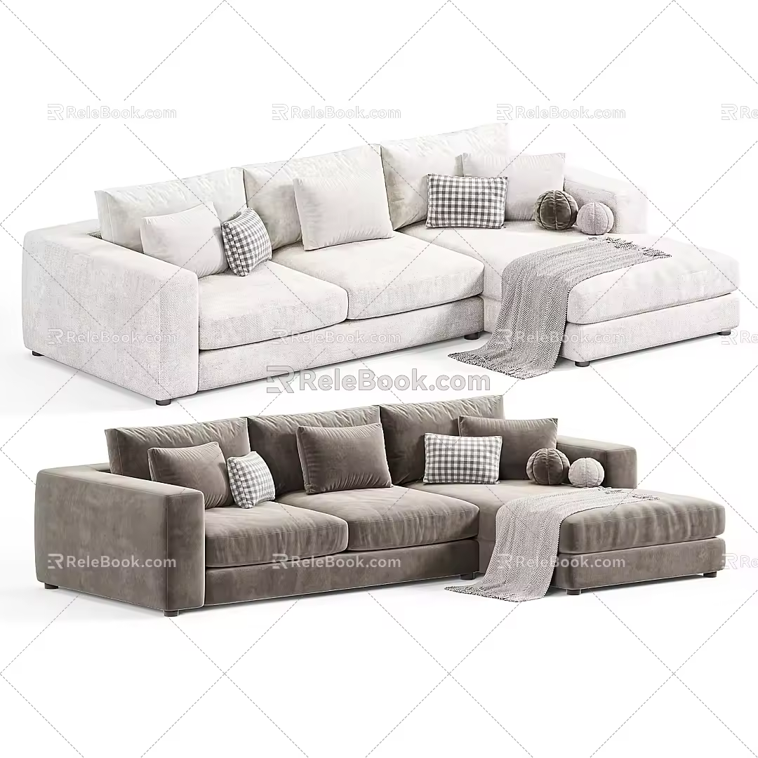 Multi-person Sofa Fabric Multi-person Sofa Fabric Pillow poliform 3d model