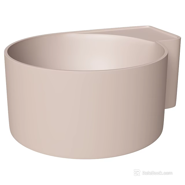 Modern Beige Round Washbasin With Ceramic Surface And Square Extended Countertop 3d model 