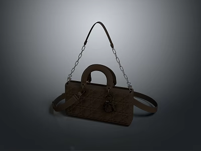 Stylish Brown Leather Handbag With Chain Strap And Top Handle Design 3d model