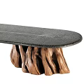 Rustic Dining Table With Tree Stump Base And Textured Grey Surface 3d model