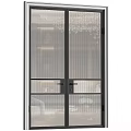 Modern Interior Glass Door With Black Frame And Grid Design Details