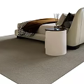 Modern White Upholstered Double Bed With Decorative Pillows And Nightstands