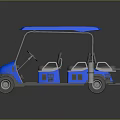 Blue Junior Golf Cart with Number 13 Logo Four Seats and Canopy