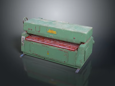 Vintage Green Industrial Machine With Conveyor Belt And Control Panel 3d model