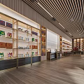 Specialty Store Modern Interior With Wooden Shelves And Packaged Goods