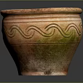 Handcrafted Ceramic Pottery With Intricate Wave Pattern Sculpture Carving And Textured Surface
