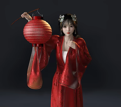 Modern Woman Hanfu Characters 3d model