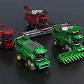 Green And Red Agricultural Functional Harvesters With Cutting Equipment And Wheels