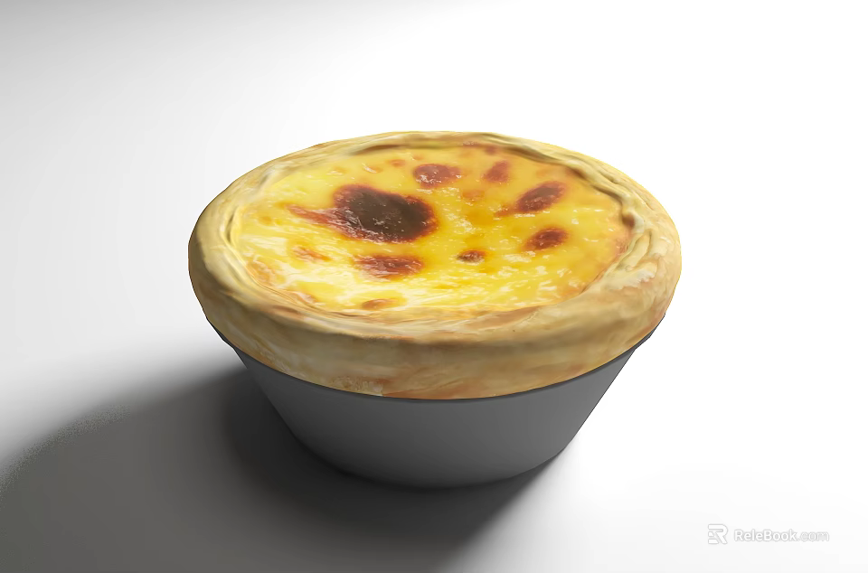 Golden Brown Egg Tart With Crispy Pastry And Creamy Custard Filling 3d model 