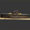 Delicious Roasted Meat With Yellow Rice On Blue White Striped Plate And Wooden Cutting Board