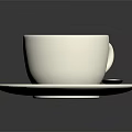 Latte Art With Heart Shape In White Coffee Cup On Saucer And Spoon