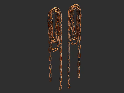 Golden Chain Hanging Pendant Lights With Double Decorative Modern Design Elements 3d model