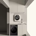 Sleek Modern Balcony Cabinet Design With Washing Machine And Sink Storage