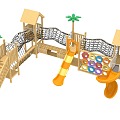 Small wooden slide children's play 3d model