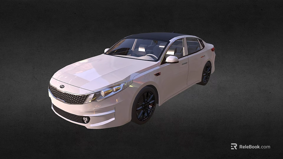 Kia White Sedan With Black Roof Black Wheels And Modern Sleek Exterior Design 3d model 