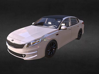 Kia White Sedan With Black Roof Black Wheels And Modern Sleek Exterior Design 3d model