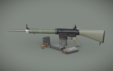 Gun rifle assault rifle AR10 semi-automatic rifle 3d model