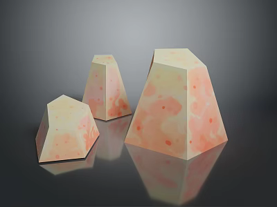 Stone Wood Decorative Pieces With Various Sizes And Textured Peach Surfaces 3d model