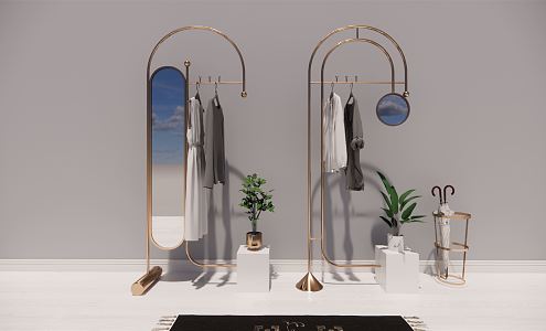 Light Luxury Hangers Clothing Store Hangers Clothes Carpet Umbrella Rack 3d model