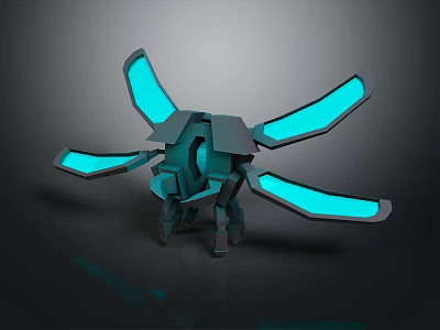 Futuristic Mechanical Equipment With Glowing Blue Wings And Modern 3D Structure 3d model