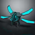 Futuristic Mechanical Equipment With Glowing Blue Wings And Modern 3D Structure