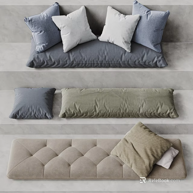 Soft and Comfortable Sofa Pillows in Various Colors and Textures for Home Use 3d model