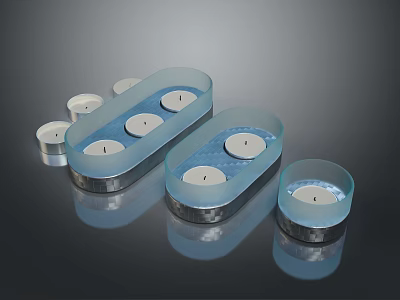 Modern Candles In Transparent Containers With White Wicks And Various Shapes 3d model
