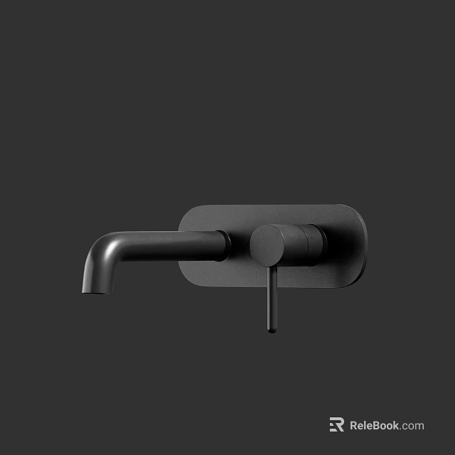 Modern Black Wall Mounted Faucet With Sleek Single Handle Streamlined Design 3d model 