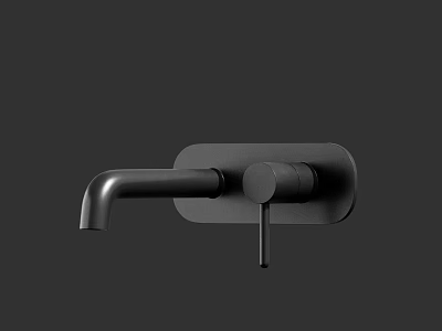 Modern Black Wall Mounted Faucet With Sleek Single Handle Streamlined Design 3d model