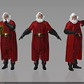 Santa Claus Figures With White Beard And Detailed Facial Features In Different Poses