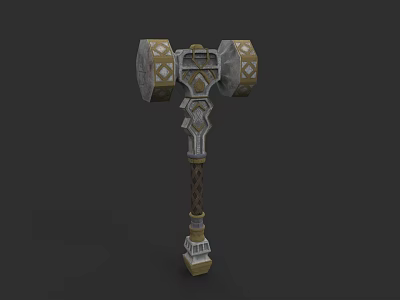 War Hammer 3D Model With Intricate Carvings And Woven Handle Fantasy Style Weapon 3d model