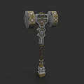 War Hammer 3D Model With Intricate Carvings And Woven Handle Fantasy Style Weapon